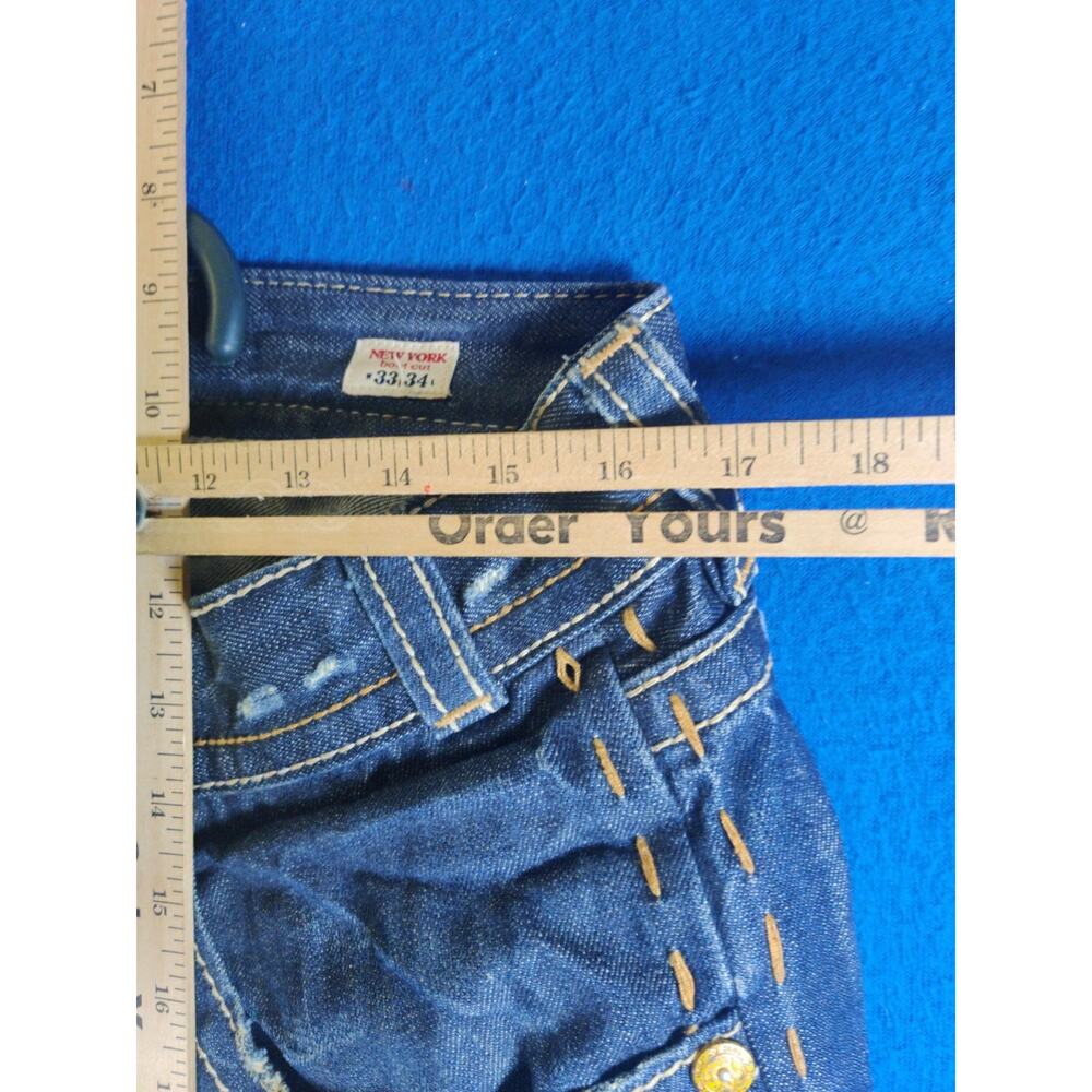 MEK Denim Women’s Shorts Size 33 Cutoff Distressed Button Fly Blue Y2K - Picture 12 of 16